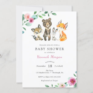 Einladung der Girl Woodland Forest Animal Baby Sho