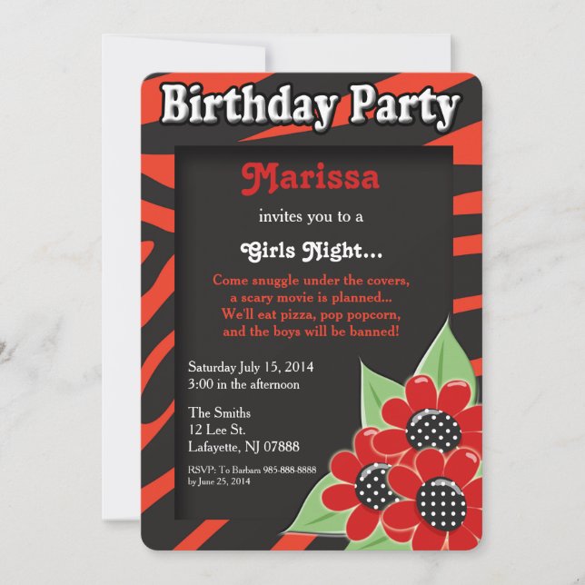 Einladung der Girls Night Birthday Party (Vorderseite)