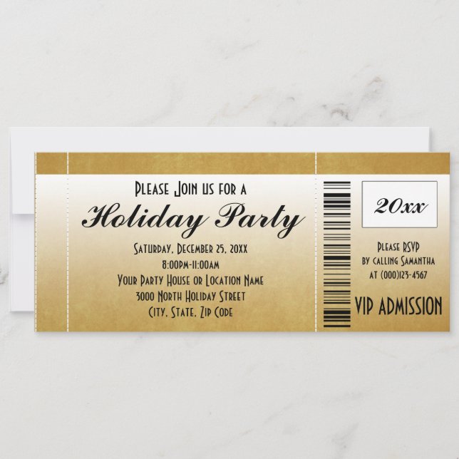 Einladung der Gold Vintag Holiday Party (Vorderseite)
