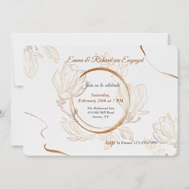 Einladung der Golden Ring Engagement Party (Vorderseite)