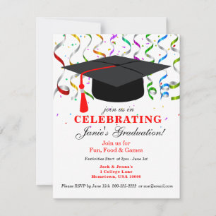 Einladung der GRADUATION-Party mit schwarzer Spitz