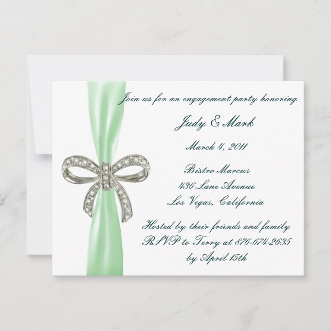 Einladung der Green Diamond Bow Engagement Party (Vorderseite)