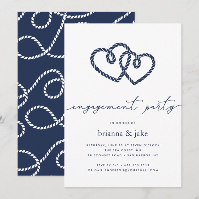 Einladung der Gruppe "Knotted Hearts Engagement" (Vorne/Hinten)