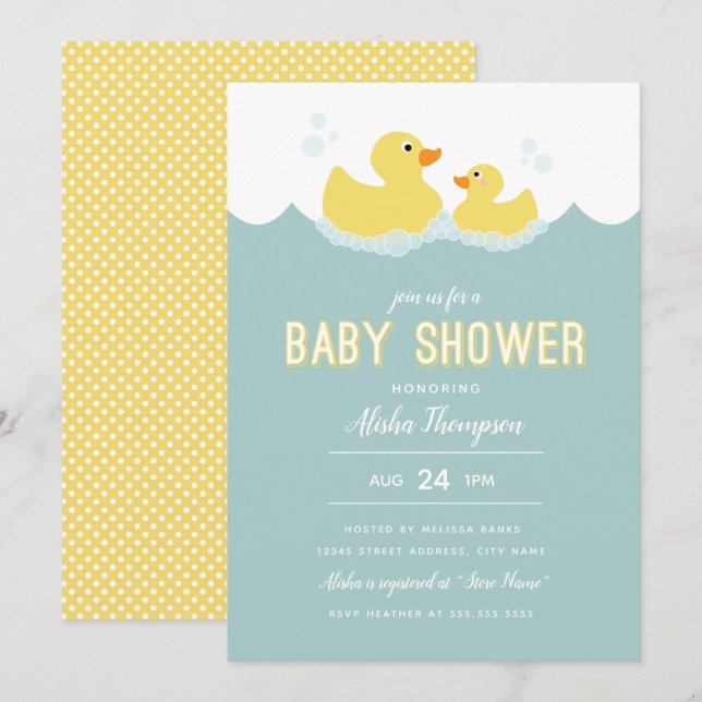 Einladung der Gummi Ducky Baby Duwer (Vorne/Hinten)