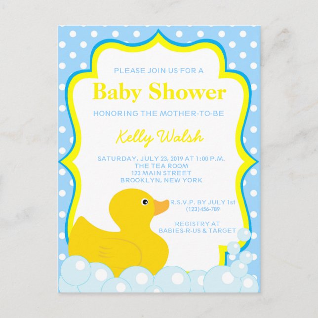 Einladung der Gummi Ducky Baby Duwer (Vorderseite)