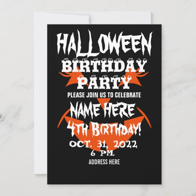 EINLADUNG DER HALLOWENEN BIRTHDAY (Vorderseite)