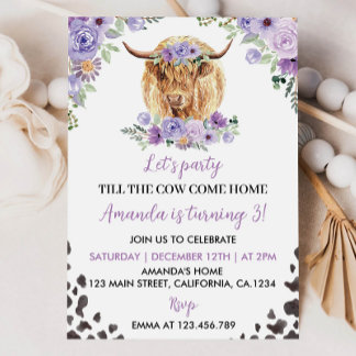 Einladung der Highland Cow Girl zum Geburtstag