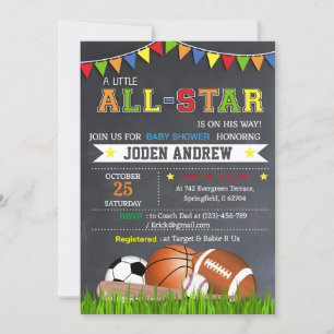 Einladung der kleinen All Star Sports Baby Dusche