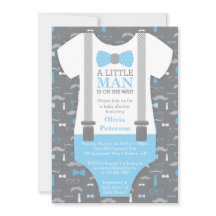 Einladung der kleinen Babydusche, Baby Blue, Grau