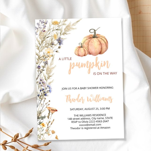Einladung der kleinen Pumpkin Baby Dusche | Herbst (Little pumpkin baby shower invitation )