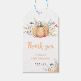 Einladung der kleinen Pumpkin Baby Dusche | Herbst Geschenkanhänger