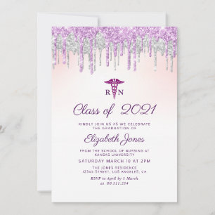 Einladung der lila Glitzer zum Abschluss