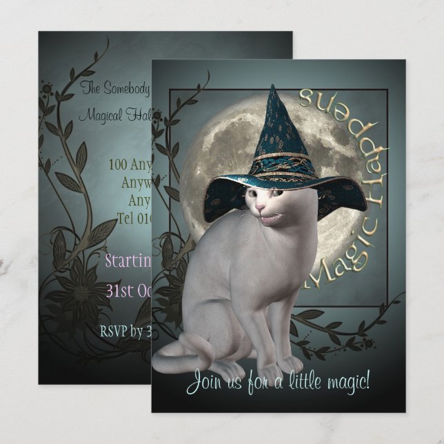 Einladung der magischen weißen Katze (Vorne/Hinten)