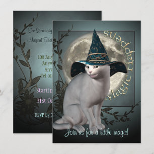 Einladung der magischen weißen Katze