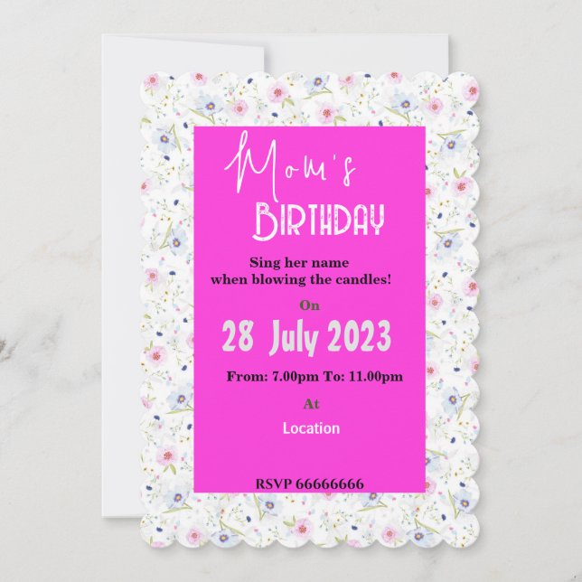 Einladung der Mama zum Geburtstag (Vorderseite)