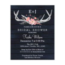 Einladung der Marine Floral Antler Bridal Dusche