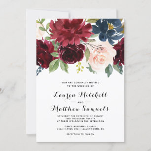 Einladung der Marsala Burgundy Navy zur Hochzeit