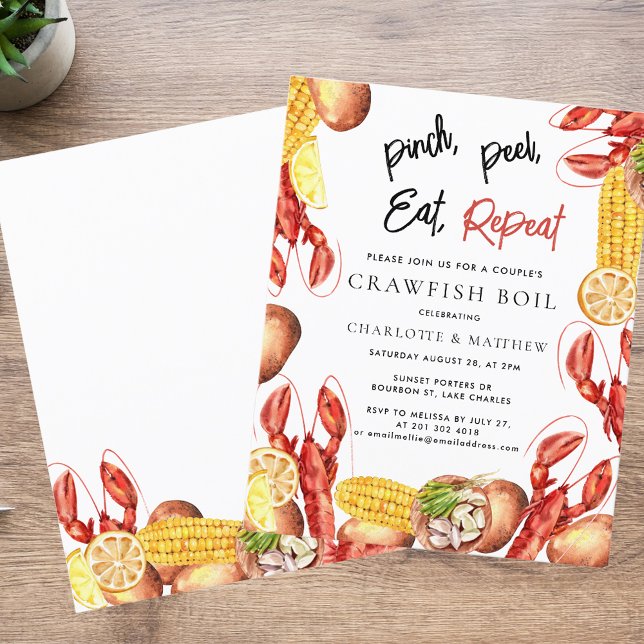 Einladung der modernen Crawfish Boil-Gruppe (Modern Crawfish Boil Engagement Party Invitation)