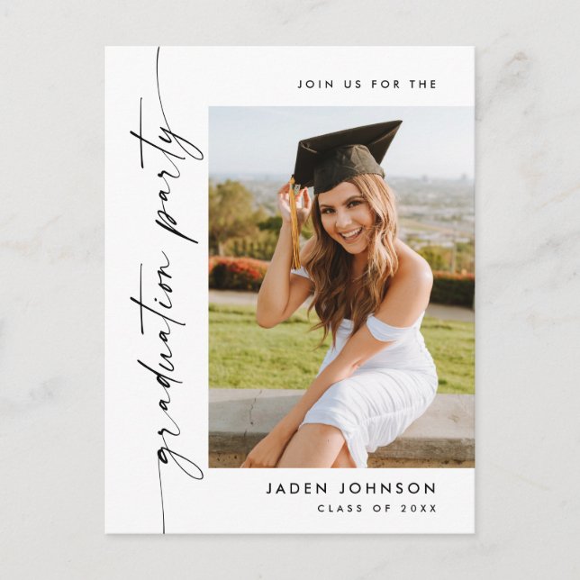 Einladung der Modernen FOTO Graduation Party Postkarte (Vorderseite)