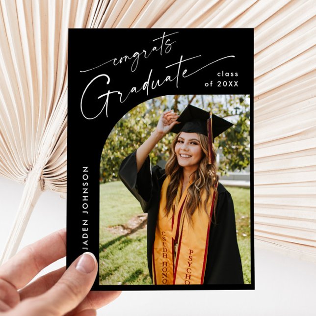 Einladung der Modernen FOTO Graduation Party Postkarte (Von Creator hochgeladen)