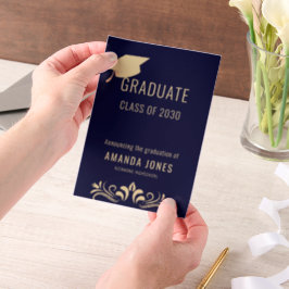 Einladung der modernen Navy Blue Graduation Party