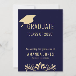 Einladung der modernen Navy Blue Graduation Party