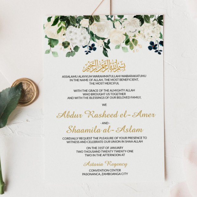 Einladung der Muslime White Florals zur Hochzeit (Von Creator hochgeladen)