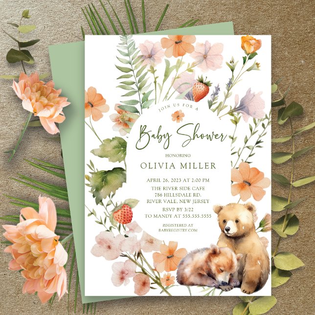 Einladung der Nature's Delight Bear Baby Shower (Von Creator hochgeladen)