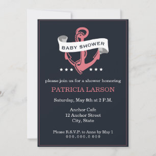 Einladung der Navy Coral Anchor Baby Shower
