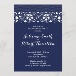 Einladung der Navy Lace Monogram