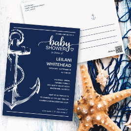 Einladung der Navy zur Nautical Anchor Baby Shower Postkarte