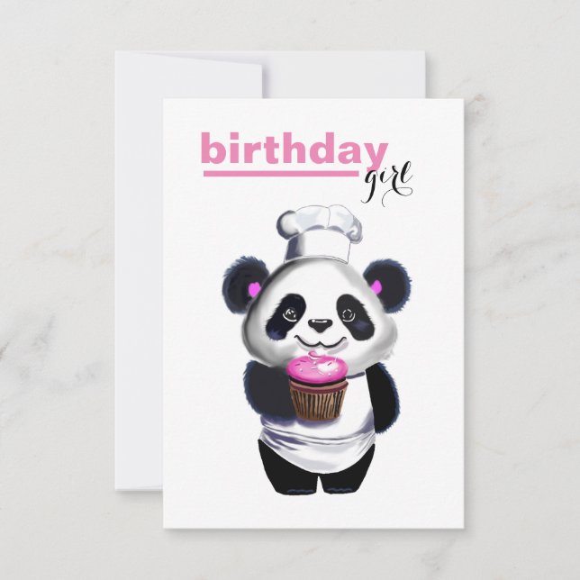 Einladung der niedlichen Panda Bear Girl zum Gebur (Vorderseite)