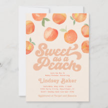 Einladung der Peach Baby Dusche | Kleiner Pfirsich