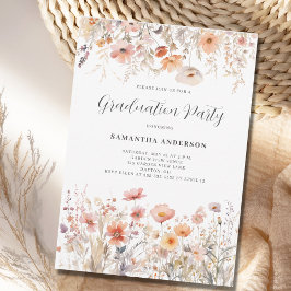 Einladung der Peach floral Graduation Party