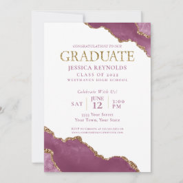 Einladung der Pink Gold Agate Foto Graduation Part
