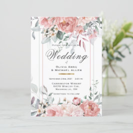 Einladung der Pink Watercolor Peony Wedding