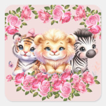 Einladung der Pink WIld Animal Girl's Baby Shower