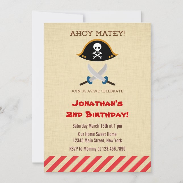 Einladung der Pirate Birthday Party (Vorderseite)