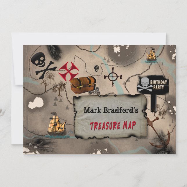 EINLADUNG DER PIRATEN ZUM GEBURTSTAG - KARTE (Vorderseite)