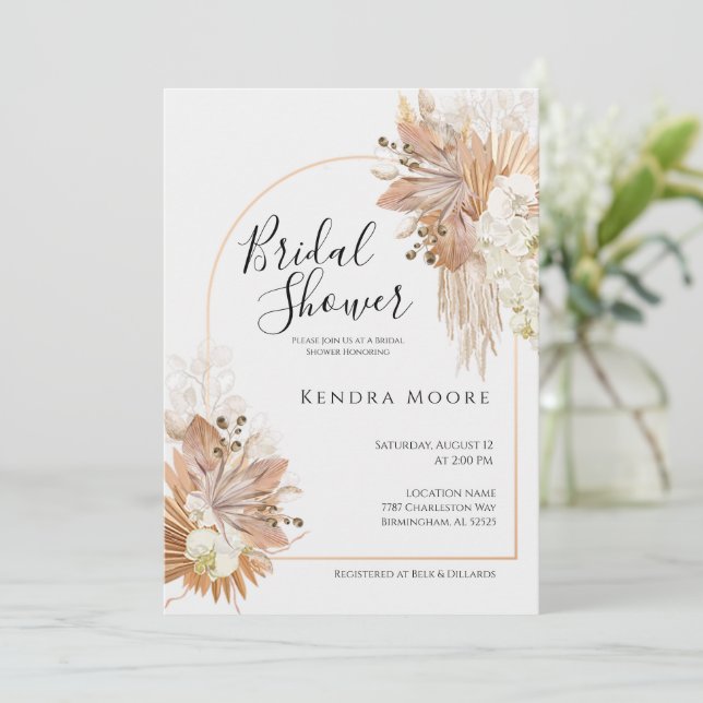 Einladung der Pompas Gras-Rahmen-Babydusche (Stehend Vorderseite)