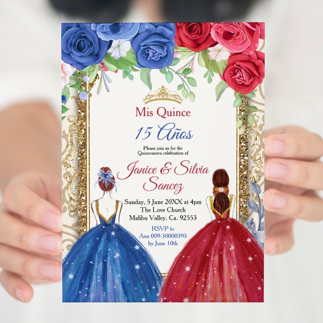 Einladung der Princess Navy und Burgund Quinceaner (Von Creator hochgeladen)