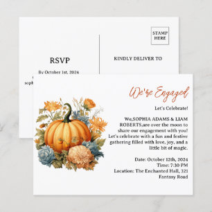 Einladung der Pumpkin Fall Engagement Party Postkarte
