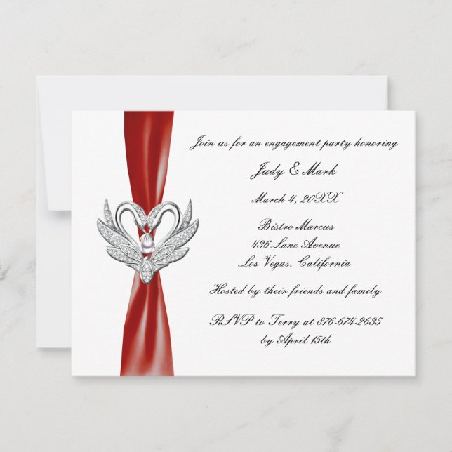 Einladung der Red Ribbon Silver Swan Engagement Pa (Vorderseite)
