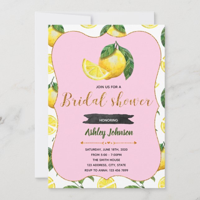 Einladung der rosa Dusche der Limonade (Vorderseite)