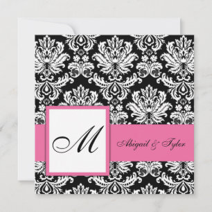 Einladung der rosa Wedding Monogram Damask