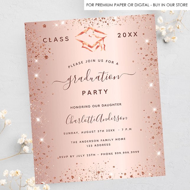 Einladung der Rose-Gold-Graduierungspartei Flyer (Von Creator hochgeladen)