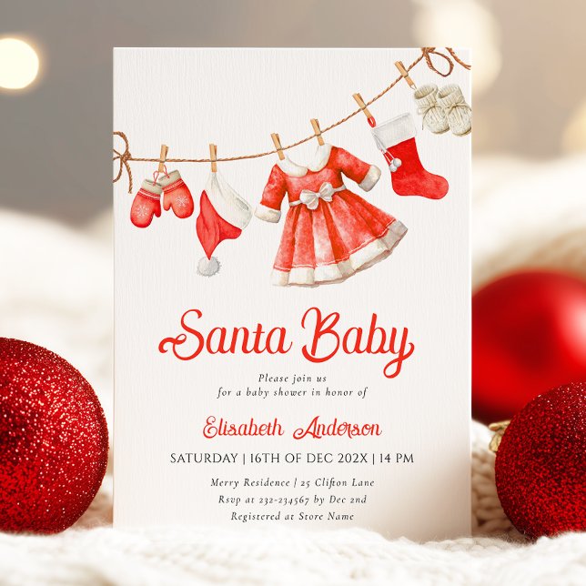 Einladung der Santa Baby Girl Baby Dusche (Von Creator hochgeladen)