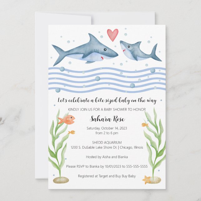 Einladung der Shark Baby Shower unter dem Meer (Vorderseite)