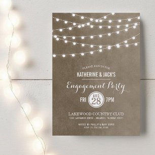 Einladung der Taupe String Lights Engagement Party