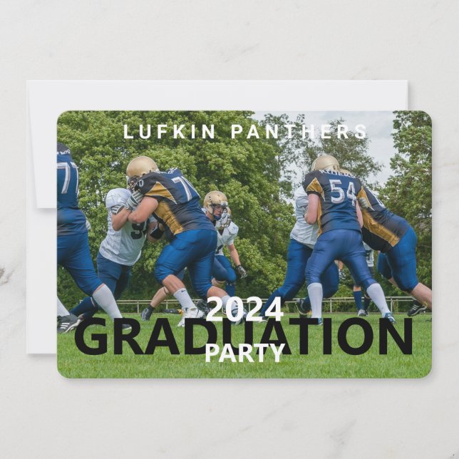 Einladung der Team Sport Foto Graduation Party (Vorderseite)